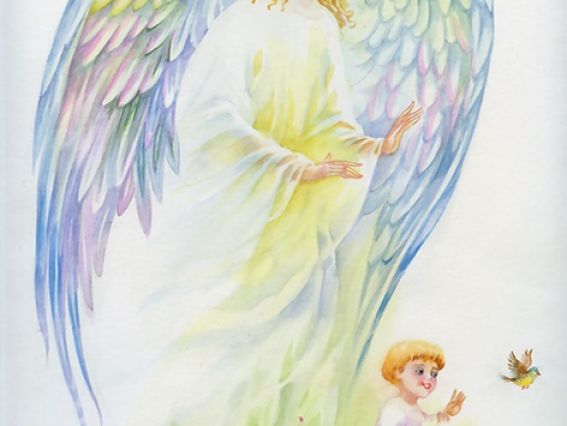 Картина стразами 5D 189768 Янгол-охоронець для хлопчика 21х25см Go to Art, на підставці 