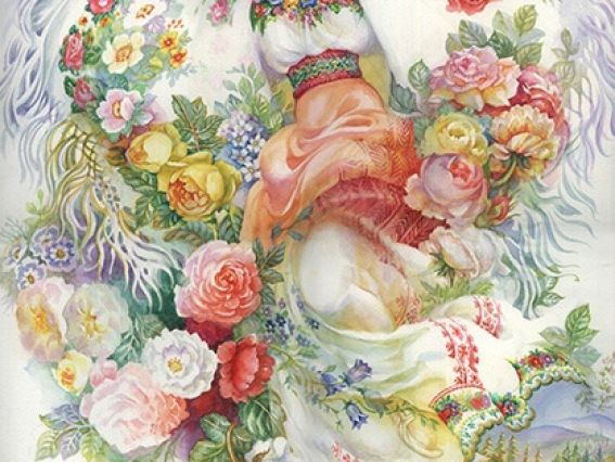 Картина стразами 5D 189770 Гуцулка 21х25см Go to Art, на підставці 