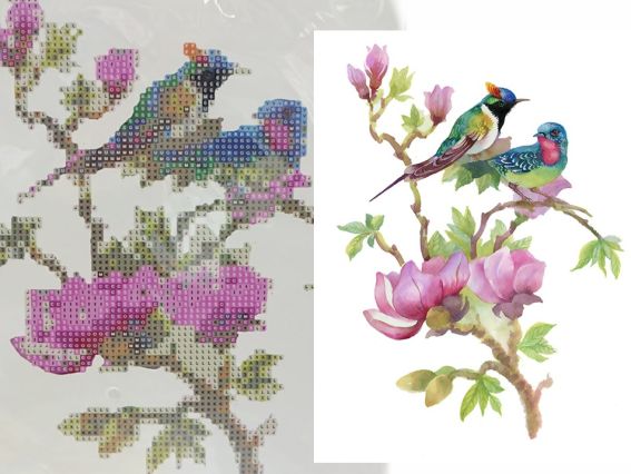 Магнолія з пташками Go to Art, 189772 набір для творчості зі стразами 5D  Магнолія з пташками Go to Art, 189772 набір для творчості зі стразами 5D 