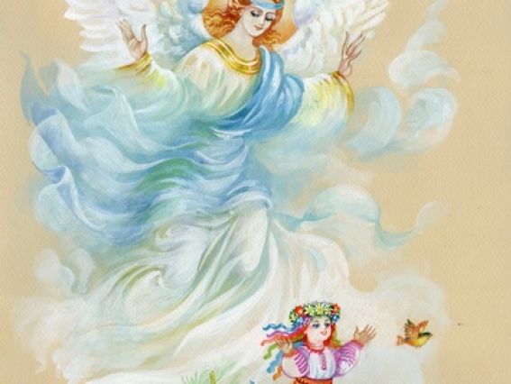 Картина стразами 5D 189776 Ангел-хранитель для девочки, 21х25см Go to Art, на подставке