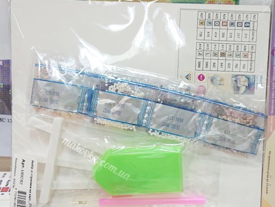 Картина стразами 5D 189782 Пухнаста радість (кіт) 21х25см Go to Art, на підставці 