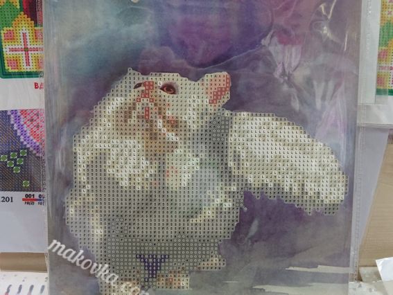 Картина стразами 5D 189782 Пухнаста радість (кіт) 21х25см Go to Art, на підставці 