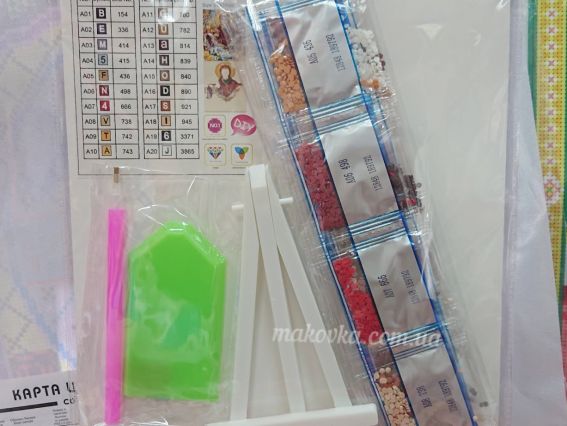 Картина стразами 5D 189792 Свята Покрова Худ. Охапкін 21х25см Go to Art, на підставці 