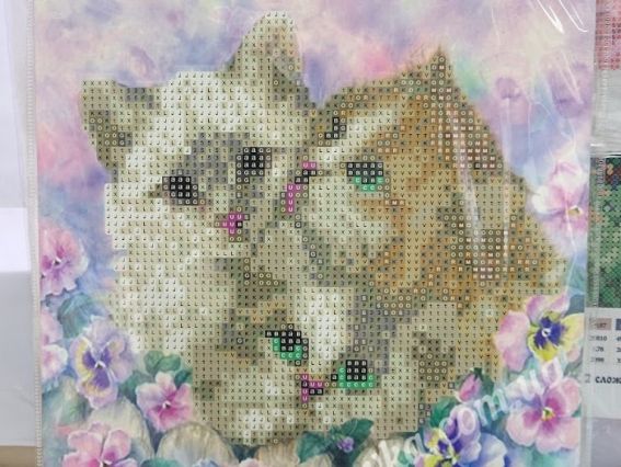 Картина стразами 5D 189796 Мої кошенята 21х25см Діамантові ручки, Go to Art підставка JA26035