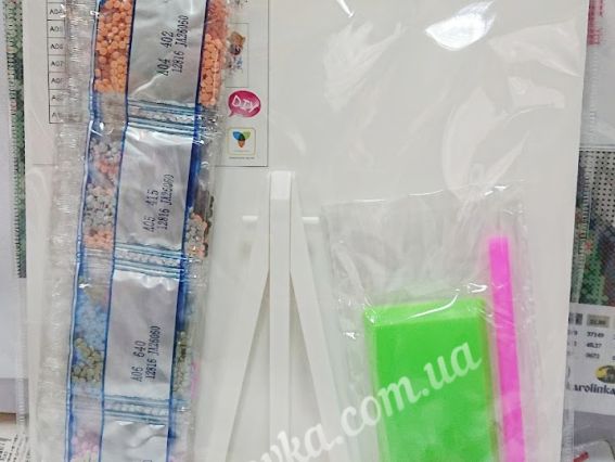 Картина стразами 5D 189797 Модний пес 21х25см Діамантові ручки, Go to Art підставка  JA26060