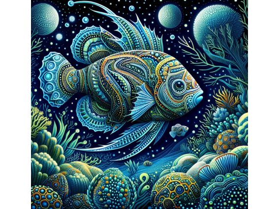 Картина стразами 187111 Фантастичний світ (риба) Go to Art Діамантові ручки на підрамнику