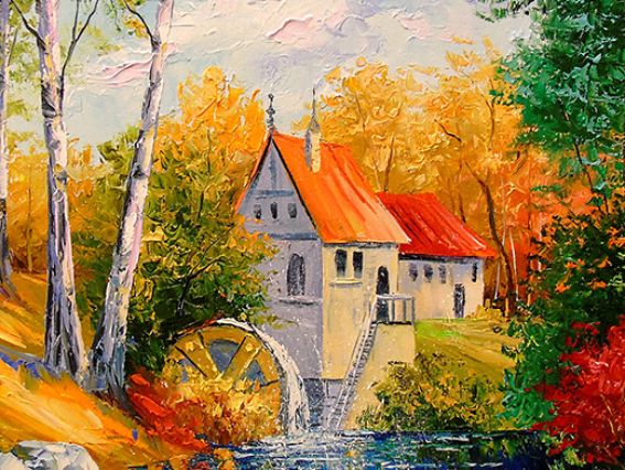 Картина стразами 177114 Мельница в лесу Дарчук О. Go to Art Диамантовые ручки на подрамнике 