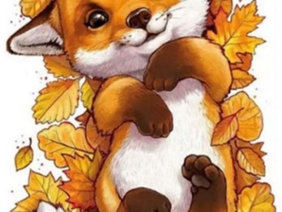 Картина стразами 5D 178382 Веселе лисеня 21х25см, Go to Art підставка  