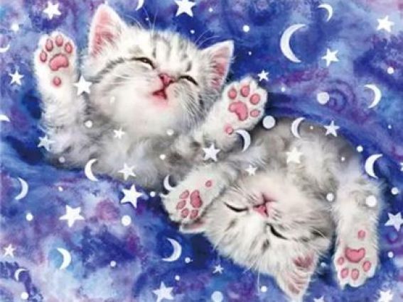 Картина стразами 5D 178422 Чарівні сни (кошенята) 21х25см, Go to Art підставка  