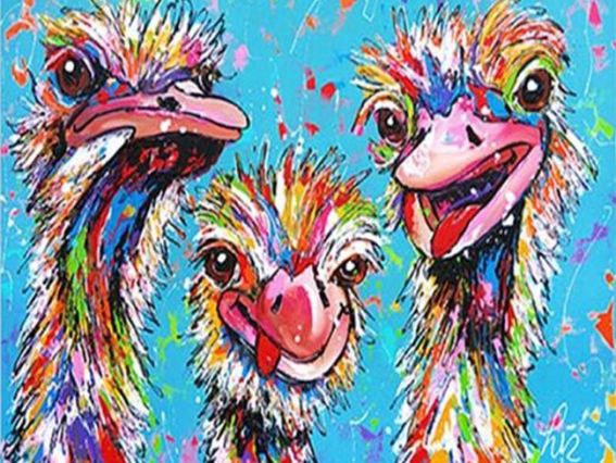 Картина стразами 178968 Красиві, креативні (страуси) Go to Art Діамантові ручки на підрамнику 