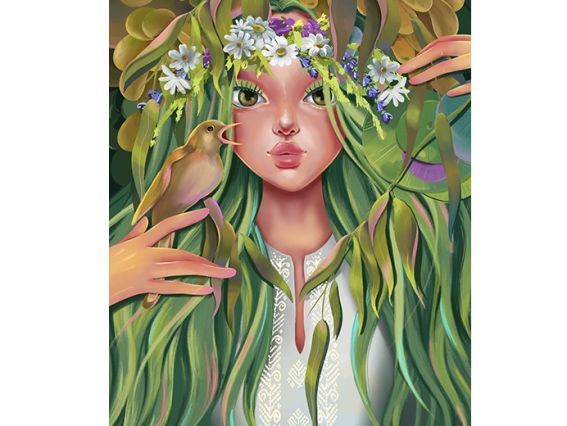 Картина стразами 187015 Лісова красуня Худ.Ткаченко М.О. Go to Art Діамантові ручки на підрамнику 