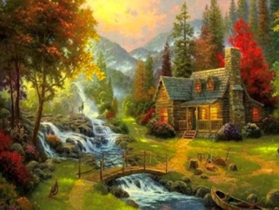 Картина стразами Затишний вересень, 189534 набір Go to Art Діамантові ручки на підрамнику