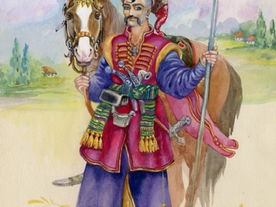 Картина стразами 5D 189774 Козак, Худ. Старовойтова 21х25см, Go to Art підставка  