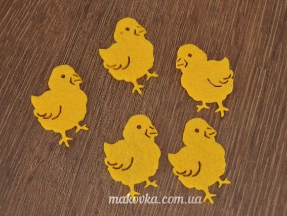 Декор из фетра Цыплята 4,5 см, 5 шт Декор из фетра Цыплята 4,5 см, 5 шт