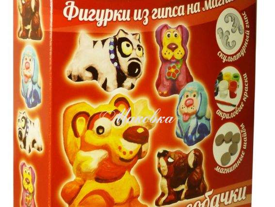 Набор для изготовления магнитов из гипса Потешные собачки, ТМ Идейка, 94118 Набор для изготовления магнитов из гипса Потешные собачки, ТМ Идейка, 94118
