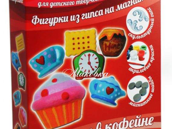 Набор для изготовления магнитов из гипса Завтрак в кофейне, ТМ Идейка, 94120 Набор для изготовления магнитов из гипса Завтрак в кофейне, ТМ Идейка, 94120