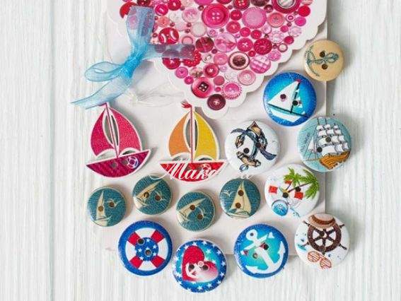 Набор деревянных пуговиц Морское приключение Идейка 97053 Набор деревянных пуговиц Морское приключение Идейка 97053