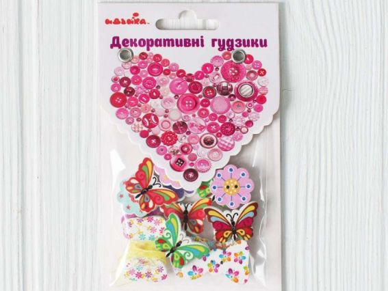 Набір дерев'яних гудзиків МЕТЕЛИКИ 97057 Ідейка