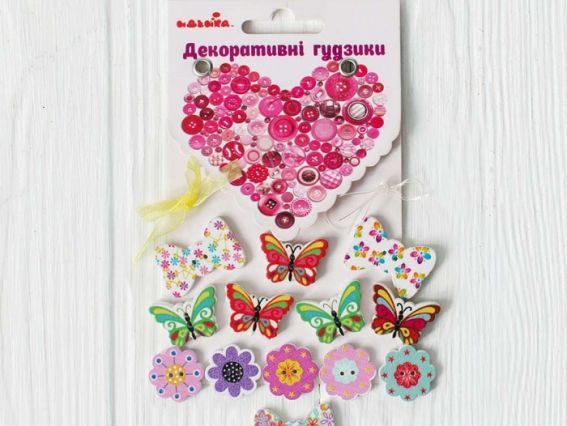 Набір дерев'яних гудзиків МЕТЕЛИКИ 97057 Ідейка