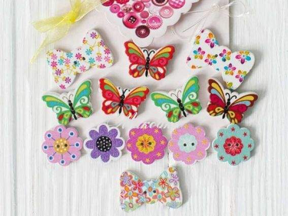 Набір дерев'яних гудзиків БАБОЧКИ ідейка 97057 Набір дерев'яних гудзиків БАБОЧКИ ідейка 97057