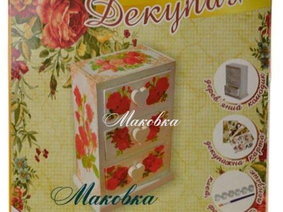 Набор для декупажа Комодик Нежность роз, Идейка, 94503 Набор для декупажа Комодик Нежность роз, Идейка, 94503