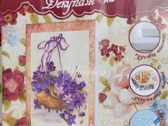 Декупаж на холсте, картина Лесные фиалки, Идейка, 94606