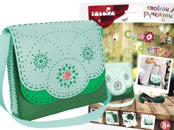 Набір для шиття Сумочка Зелений візерунок, фетр, 97060-1 Набір для шиття Сумочка Зелений візерунок, фетр, 97060-1
