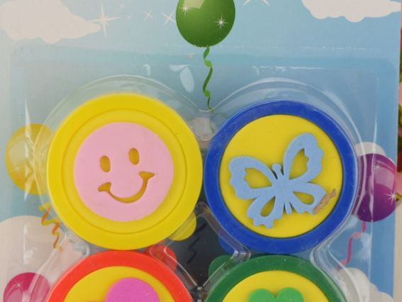 Пальчиковые краски со штампиками, набор 4 шт по 25 мл, Идейка 94182