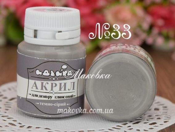 Акриловая краска для декора №33 темно-серый, 20 мл. Идейка Акриловая краска для декора №33 темно-серый, 20 мл. Идейка
