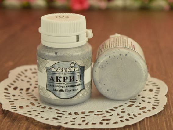 Акриловая краска для декора №103 металік платина 20 мл Идейка 98303 Акриловая краска для декора №103 металік платина 20 мл Идейка 98303