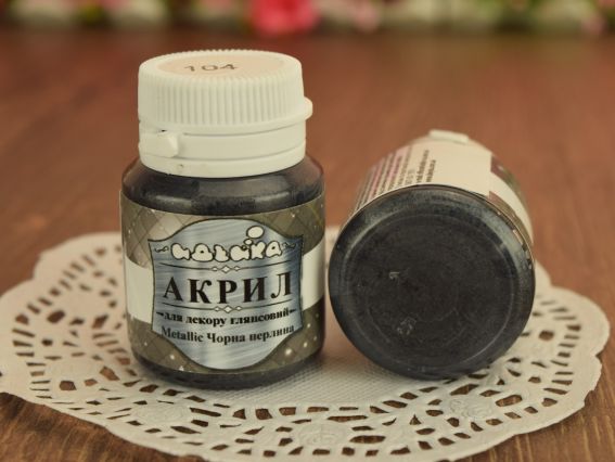 Акриловая краска для декора №104 чорна перлина 20 мл Идейка 98304 Акриловая краска для декора №104 чорна перлина 20 мл Идейка 98304