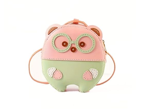 Набор для изготовления сумки СК-01 Мишка в очках, розовый и салатовый, 