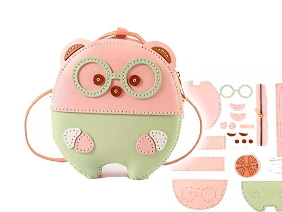 Сумка Ведмедик в окулярах, СК-01 рожево-салатовий, набір для творчості