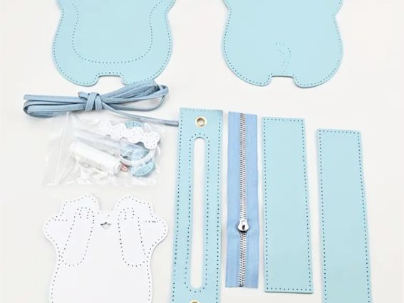 Набір для виготовлення сумки СК-03 Песик що закриває обличчя, блакитний, штучна шкіра