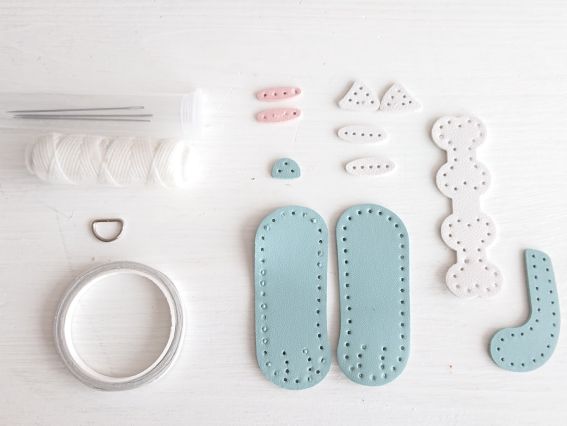 Набір для виготовлення сумки СК-03 Песик що закриває обличчя, блакитний, штучна шкіра