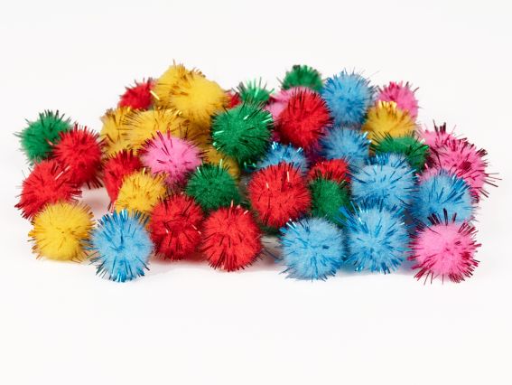 Шарики помпончики с люрексом, 954656 SANTI, Микс, d-15мм, 50шт./уп