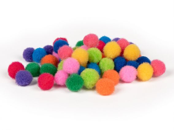 Шарики помпончики, 954667 SANTI, микс цветов, d-10мм, 50шт./уп