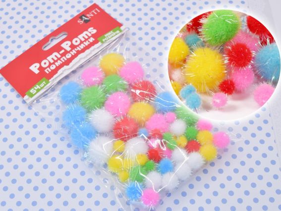 Шарики помпон з голографним люрексом 955439 Мікс 8мм, 12мм, 20мм, 54шт SANTI Шарики помпон з голографним люрексом 955439 Мікс 8мм, 12мм, 20мм, 54шт SANTI