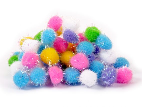 Кульки помпончики з голографним люрексом , 955442 SANTI Мікс , d-20мм, 54шт./уп