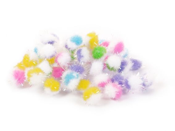 Кульки помпончики двокольорові з голографним люрексом , 955443 SANTI Мікс , d-8мм, мікс кольорів 50шт./уп