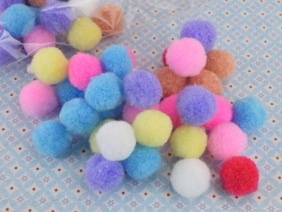 Шарики помпончики, МИКС пастельных цветов, 1,8 см, 10г  6263