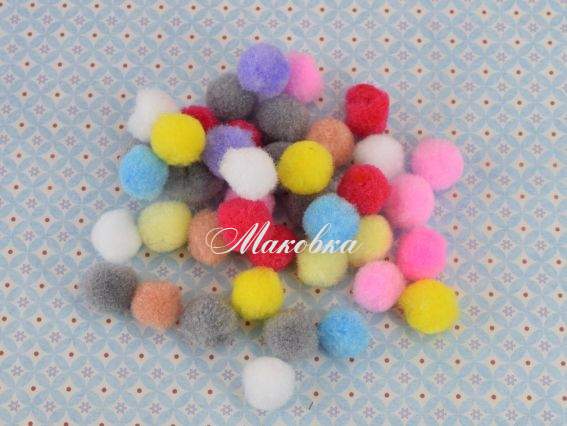 Шарики помпон МІКС пастельних кольорів, 1,5 см, 5г Шарики помпон МІКС пастельних кольорів, 1,5 см, 5г