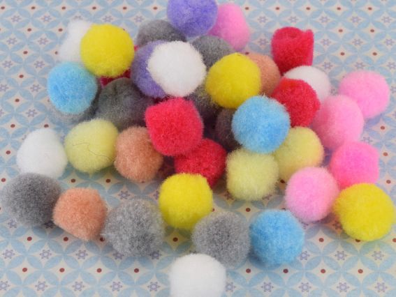 Кульки помпончики, МІКС пастельних кольорів, 1,5 см, 5г  6263