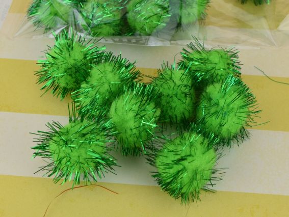 Кульки помпончики, З люрексом Зелені, 2,5 см,  DA165175-025