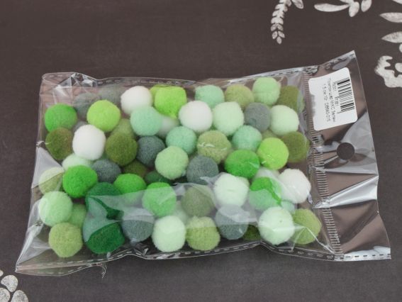 Кульки помпончики, Зелений МІКС , 1,5 см, 10г  DB640-015