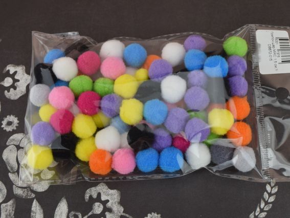 Кульки помпончики, МІКС кольорів, 1,5 см, 10г  DB672-015