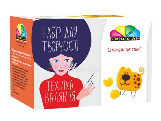 Набор для валяния брошки и сережек Веселый кот, ТМ Росса Набор для валяния брошки и сережек Веселый кот, ТМ Росса