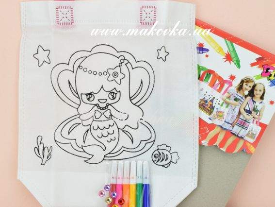 Раскрась эко-сумку РУСАЛКА, 22х25 см с маркерами, №955 набор для творчества