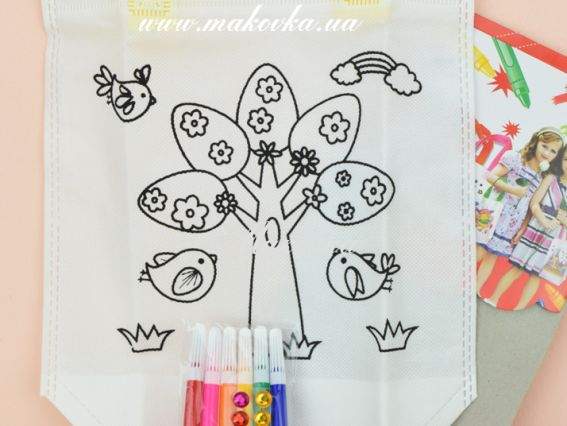 Раскрась эко-сумку ДЕРЕВЦЕ, 22х25 см с маркерами, №955 набор для творчества