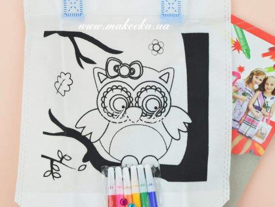 Раскрась эко-сумку СОВА , 22х25 см с маркерами, №955 набор для творчества